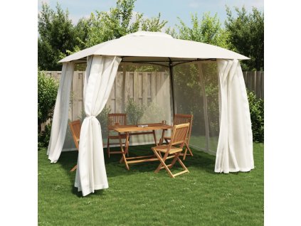 vidaXL Altán s dvojitou střechou a stěnami krémový 2,93 x 2,93 m ocel