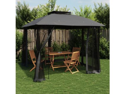 vidaXL Altán s dvojitou střechou a stěnami antracitový 2,94x2,94m ocel