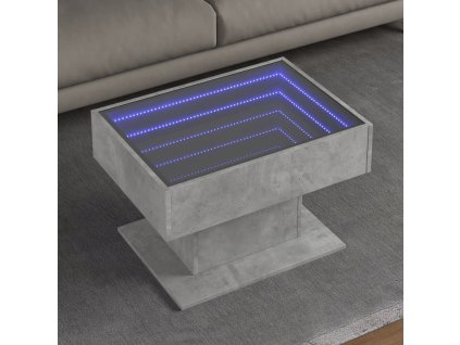 vidaXL Konferenční stolek s LED betonově šedý 70 x 50 x 45 cm kompozit