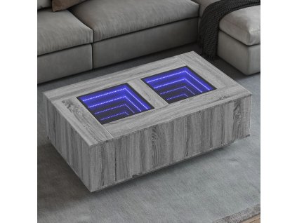 vidaXL Konferenční stolek s Infinity LED šedý sonoma 116 x 69 x 40 cm