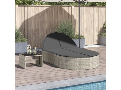 vidaXL Dvojité zahradní lehátko s poduškami světle šedé polyratan