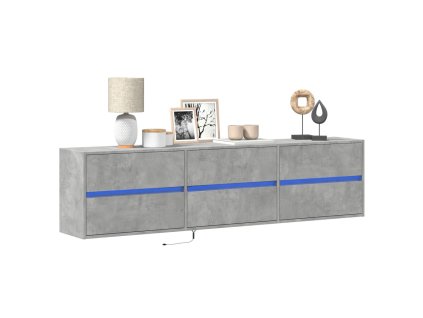 vidaXL Nástěnná TV skříňka s LED betonově šedá 180 x 31 x 45 cm