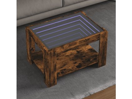 vidaXL Konferenční stolek s LED kouřový dub 73 x 53 x 45 cm kompozit