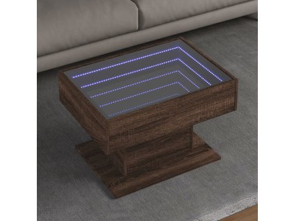 vidaXL Konferenční stolek s LED hnědý dub 70x50x45 cm kompozitní dřevo