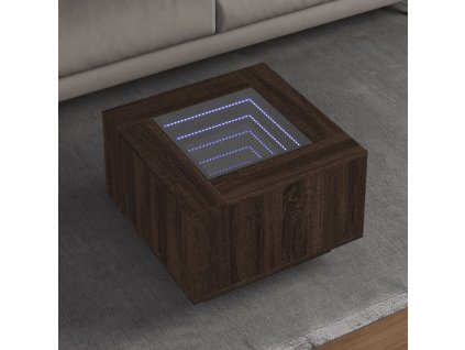vidaXL Konferenční stolek s LED hnědý dub 60x60x40 cm kompozitní dřevo