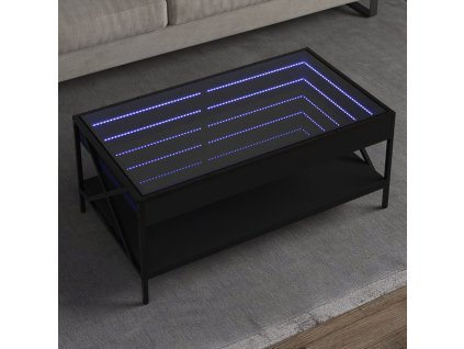 vidaXL Konferenční stolek s Infinity LED černý 90 x 50 x 38 cm