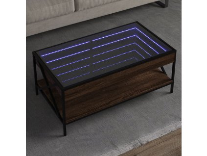vidaXL Konferenční stolek s Infinity LED hnědý dub 90 x 50 x 38 cm