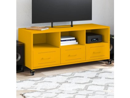 vidaXL TV skříňka hořčicově žlutá 100,5 x 39 x 43,5 cm ocel