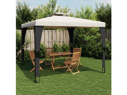vidaXL Altán s dvojitou střechou krémový 2,98 x 2,98 m ocel
