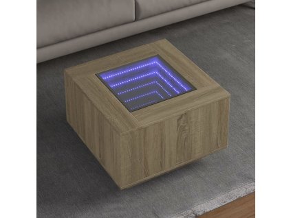 vidaXL Konferenční stolek s LED dub sonoma 60 x 60 x 40 cm kompozit
