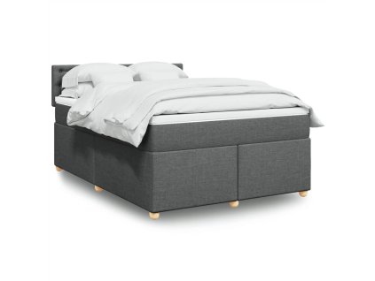 vidaXL Box spring postel s matrací tmavě šedý 140 x 190 cm textil