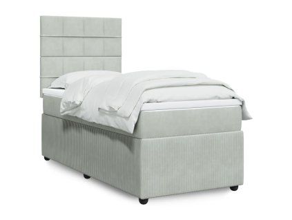 vidaXL Box spring postel s matrací světle šedá 90x200 cm samet