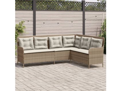 vidaXL Zahradní pohovka ve tvaru L s poduškami béžová polyratan