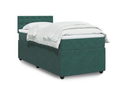 vidaXL Box spring postel s matrací tmavě zelená 90x200 cm samet
