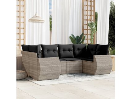 vidaXL 6dílná zahradní sedací souprava a podušky světle šedá polyratan