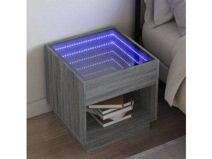 vidaXL Noční stolek s Infinity LED šedý sonoma 50 x 50 x 50 cm