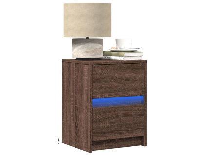 vidaXL Noční stolky s LED osvětlením 2 ks hnědý dub kompozitní dřevo