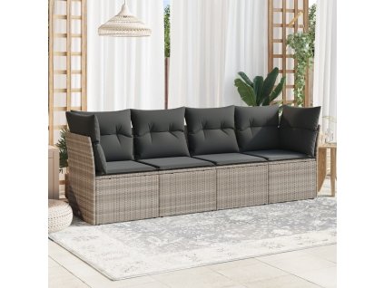 vidaXL 4dílná zahradní sedací souprava a podušky světle šedá polyratan