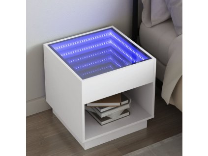 vidaXL Noční stolek s Infinity LED bílý 50 x 50 x 50 cm