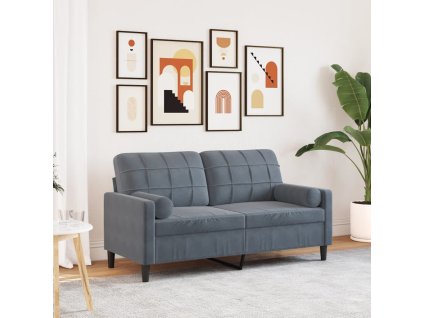 vidaXL 2místná pohovka s polštáři tmavě šedá 140 cm samet