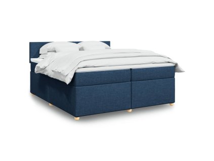 vidaXL Box spring postel s matrací modrá 200x200 cm textil