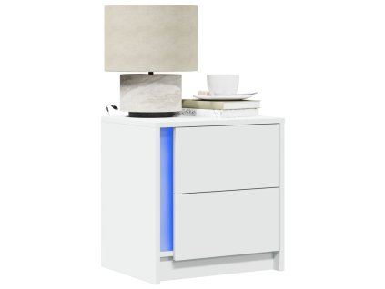 vidaXL Noční stolky s LED osvětlením 2 ks bílé kompozitní dřevo