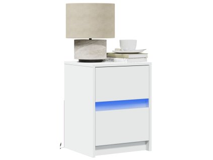 vidaXL Noční stolky s LED osvětlením 2 ks bílé kompozitní dřevo