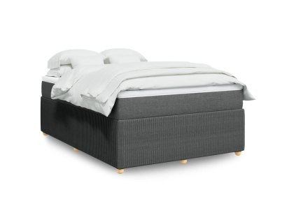 vidaXL Box spring postel s matrací tmavě šedý 140 x 190 cm textil