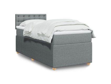 vidaXL Box spring postel s matrací světle šedá 80 x 200 cm textil