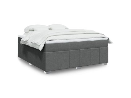 vidaXL Box spring postel s matrací tmavě šedá 180x200 cm textil