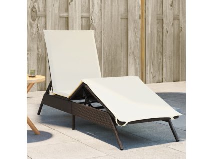 vidaXL Zahradní lehátko s poduškou hnědé polyratan