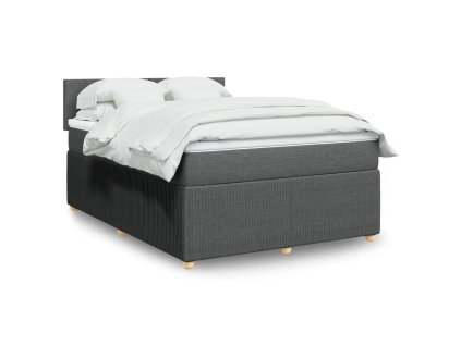 vidaXL Box spring postel s matrací tmavě šedý 140 x 190 cm textil