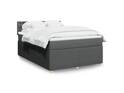vidaXL Box spring postel s matrací tmavě šedý 140 x 190 cm textil