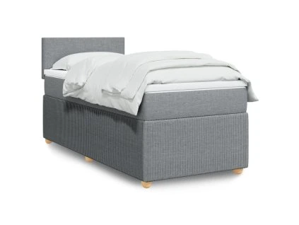 vidaXL Box spring postel s matrací světle šedý 100 x 200 cm textil