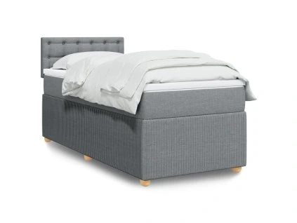 vidaXL Box spring postel s matrací světle šedý 100 x 200 cm textil