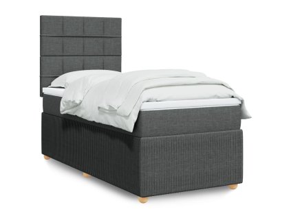 vidaXL Box spring postel s matrací tmavě šedá 90x200 cm textil