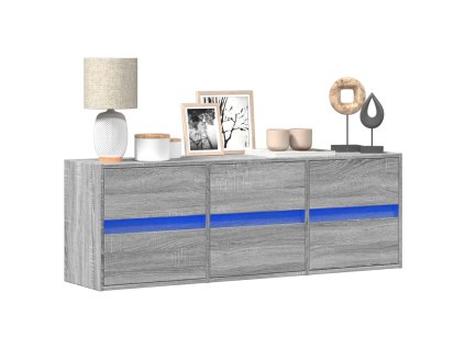 vidaXL Nástěnná TV skříňka s LED osvětlením šedá sonoma 130x31x45 cm