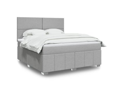 vidaXL Box spring postel s matrací světle šedá 180 x 200 cm textil
