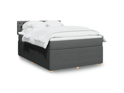 vidaXL Box spring postel s matrací tmavě šedý 140 x 190 cm textil