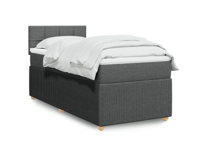 vidaXL Box spring postel s matrací tmavě šedá 90x200 cm textil