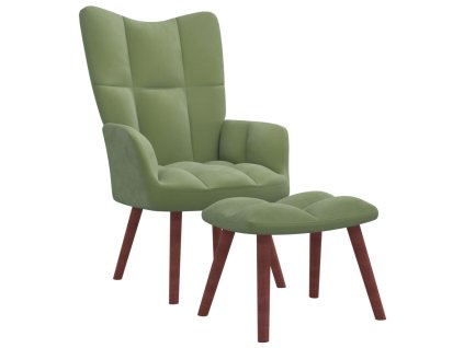 vidaXL Relaxační křeslo se stoličkou světle zelené samet