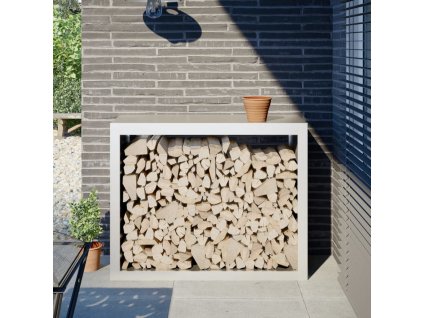 vidaXL Stojan na palivové dřevo bílý 100 x 40 x 80 cm ocel