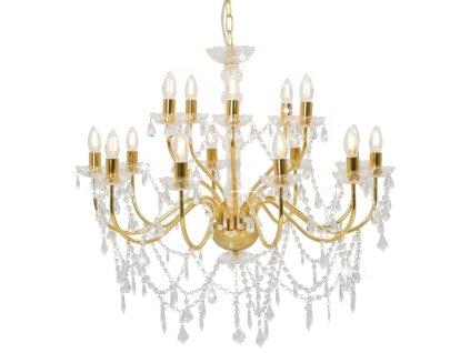 vidaXL Lustr 2patrový zlatý 15 x žárovky E14