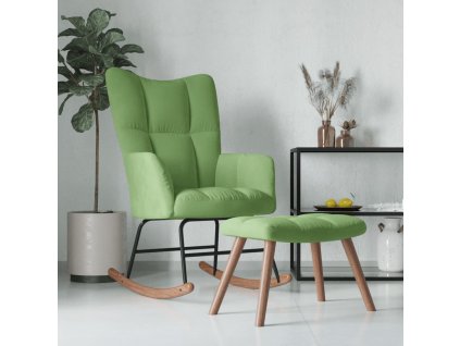 vidaXL Houpací křeslo se stoličkou světle zelené samet