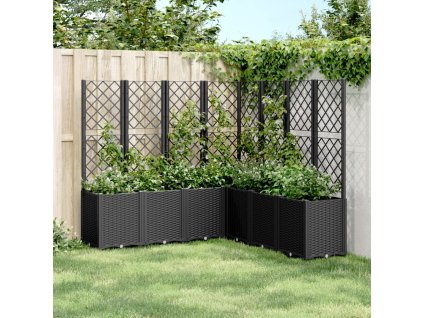 vidaXL Zahradní truhlík s treláží černý 160 x 160 x 140 cm PP