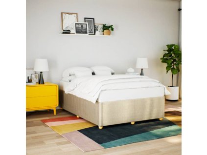 vidaXL Rám postele bez matrace krémový 140 x 190 cm textil