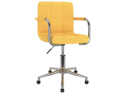 vidaXL Otočná jídelní židle hořčicově žlutá textil