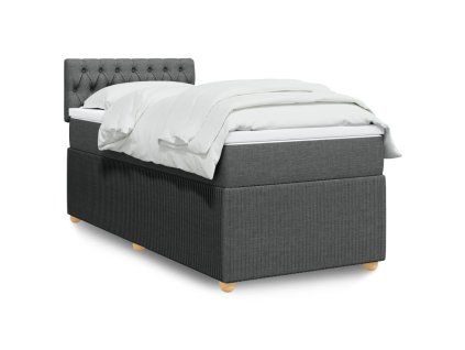 vidaXL Box spring postel s matrací tmavě šedá 80 x 200 cm textil