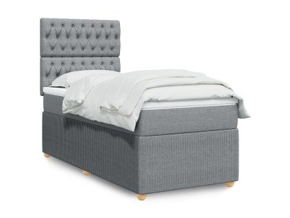 vidaXL Box spring postel s matrací světle šedá 80 x 200 cm textil
