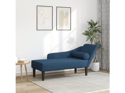 vidaXL Lenoška s poduškami modrá textil